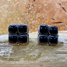 4-stone Onyx Square Post Earrings