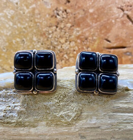 4-stone Onyx Square Post Earrings