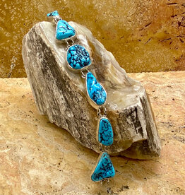 8" 6-Stone Turquoise Link Bracelet