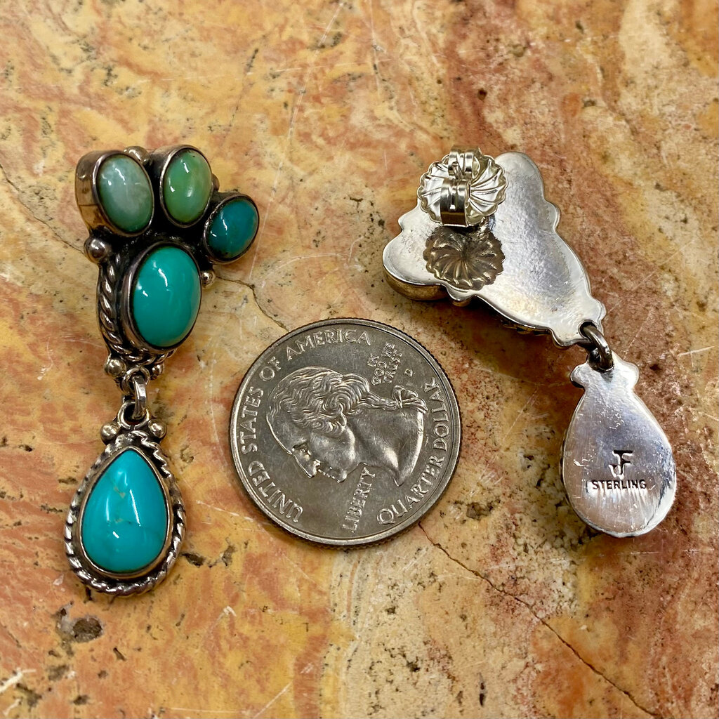 5-stone Turquoise Paw Post Earrings
