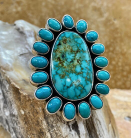 18-stone Turquoise Ring - Adjustable