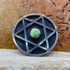 Navajo Star of David Belt Buckle w/ Turquoise