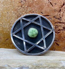 Navajo Star of David Belt Buckle w/ Turquoise
