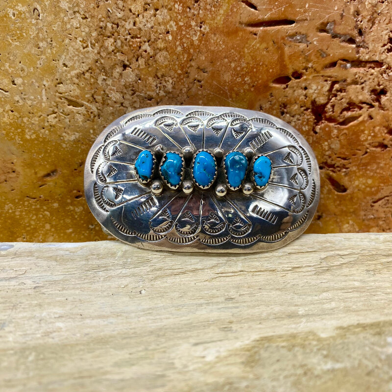 Silver & Turquoise Belt Buckle