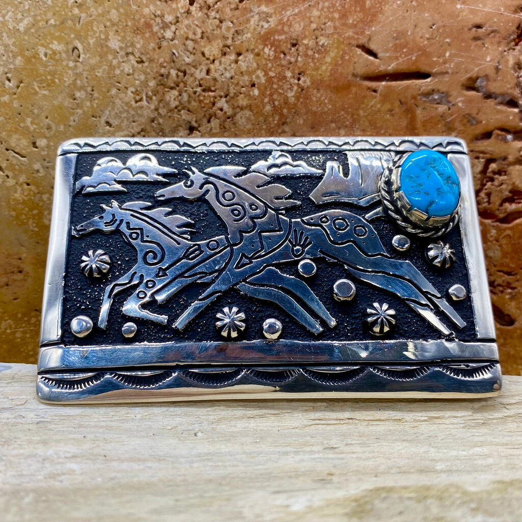Horses w/turquoise Belt Buckle