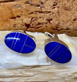 Lapis Inlayed cufflinks by Edison Yazzie