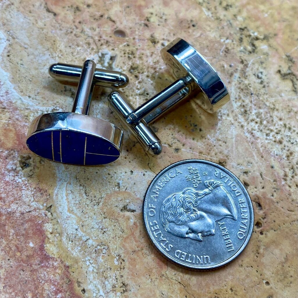 Lapis Inlayed cufflinks by Edison Yazzie