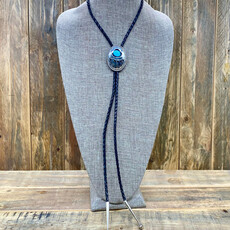 Kingman Turquoise Bear Claw Bolo Tie