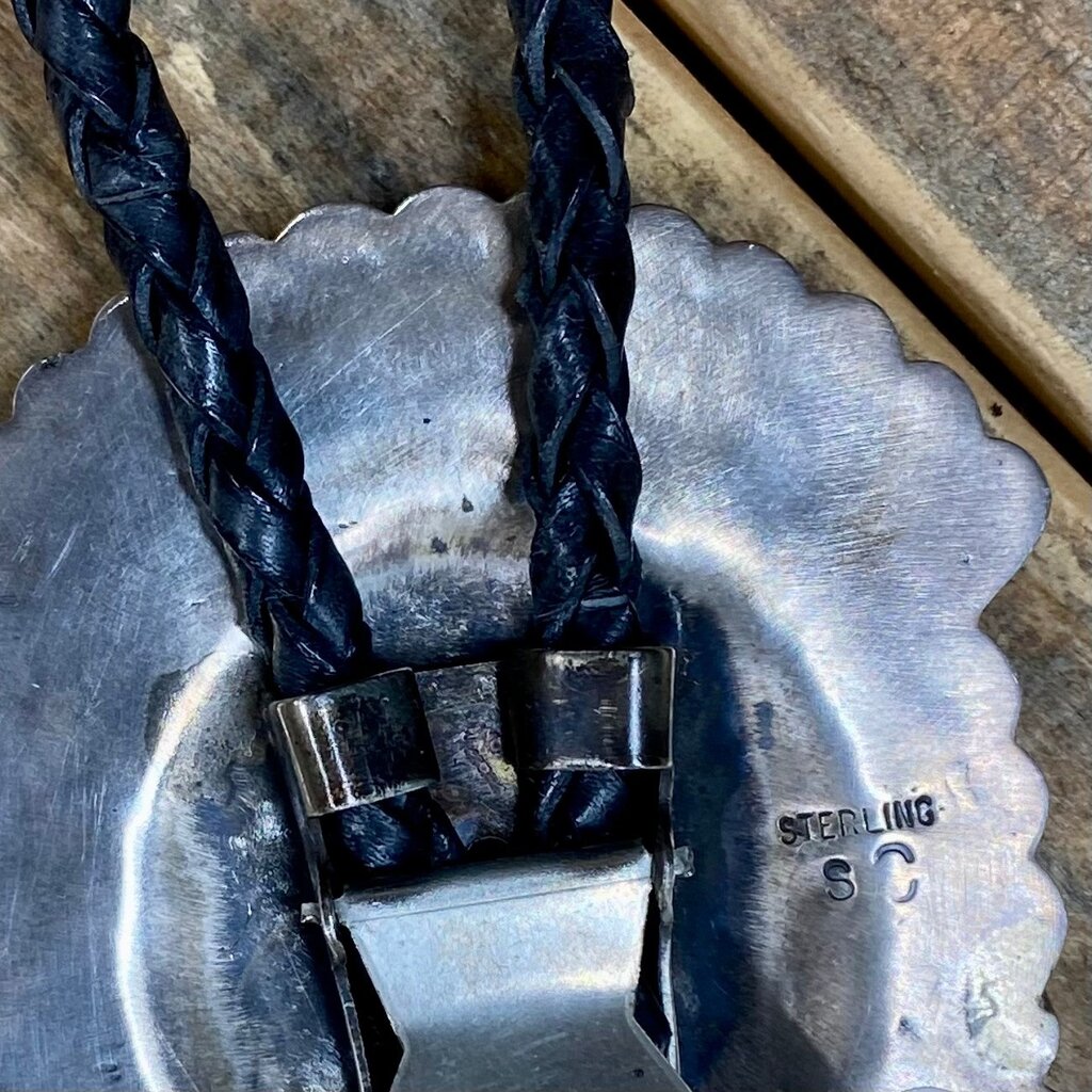 Brushed Silver Bolo w/ Spiny Oyster & Turquoise