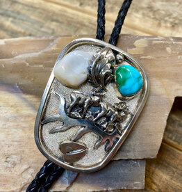 Sonoran Turquoise & Cryolite Bolo w/ Elk