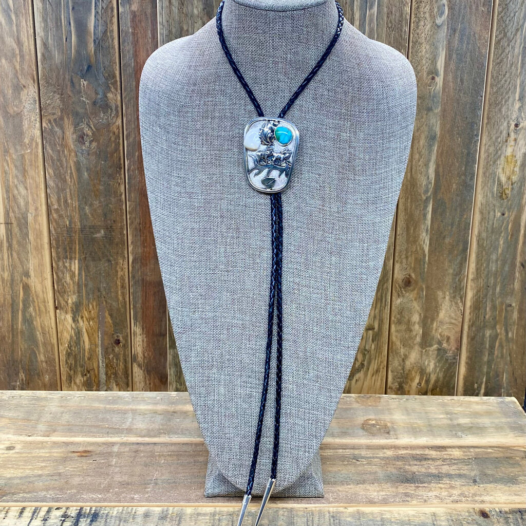 Sonoran Turquoise & Cryolite Bolo w/ Elk