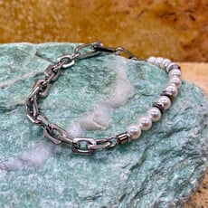 White & Chrome Bracelet by Coeur de Lion