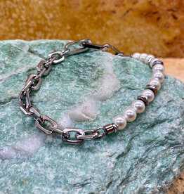 White & Chrome Bracelet by Coeur de Lion