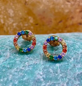 Multicolored Circle Crystal Earrings by Coeur de Lion