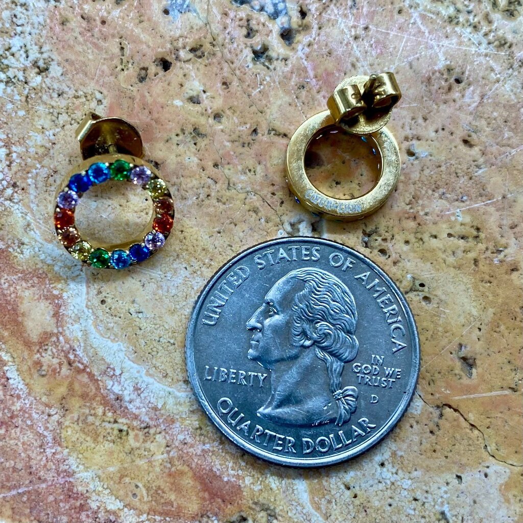 Multicolored Circle Crystal Earrings by Coeur de Lion