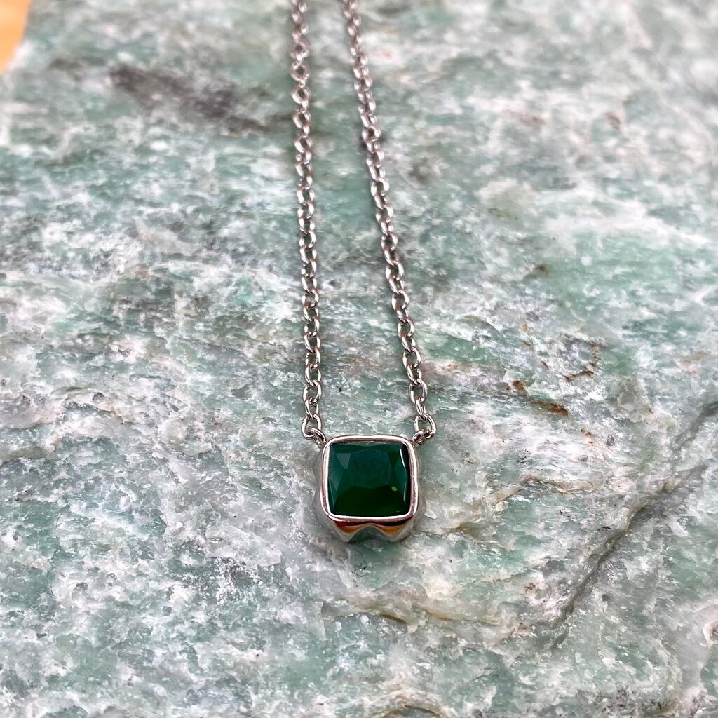 Birthstone Necklace Silver-