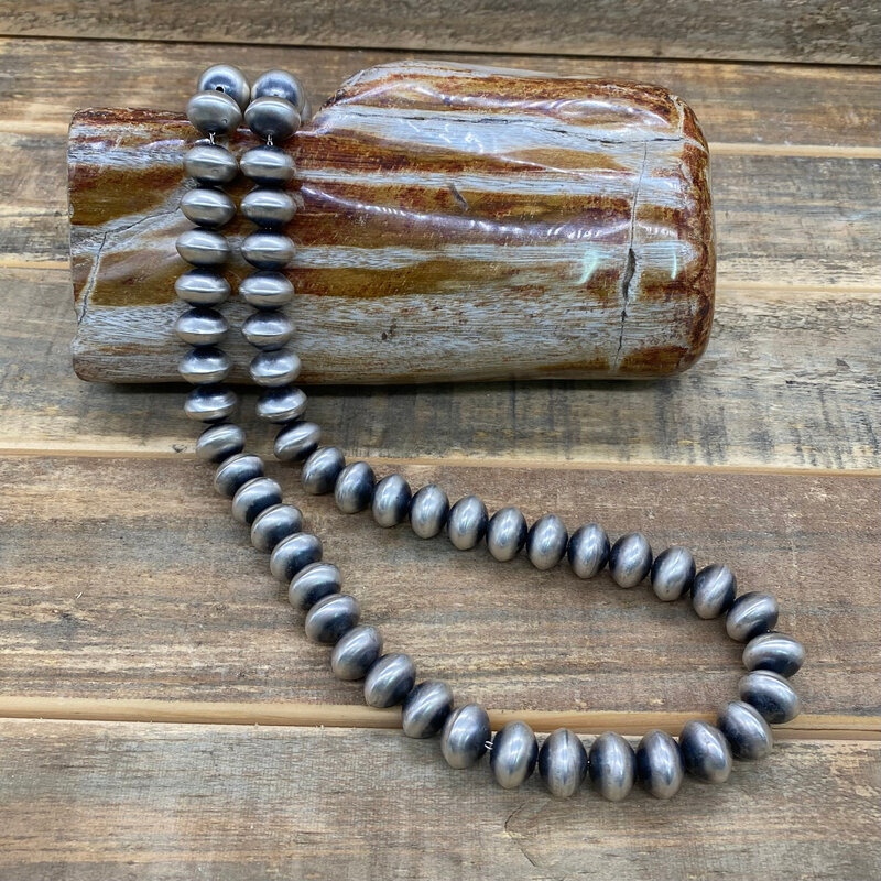 SILVER NUGGET 26" Navajo Pearls by Byannen Halwood