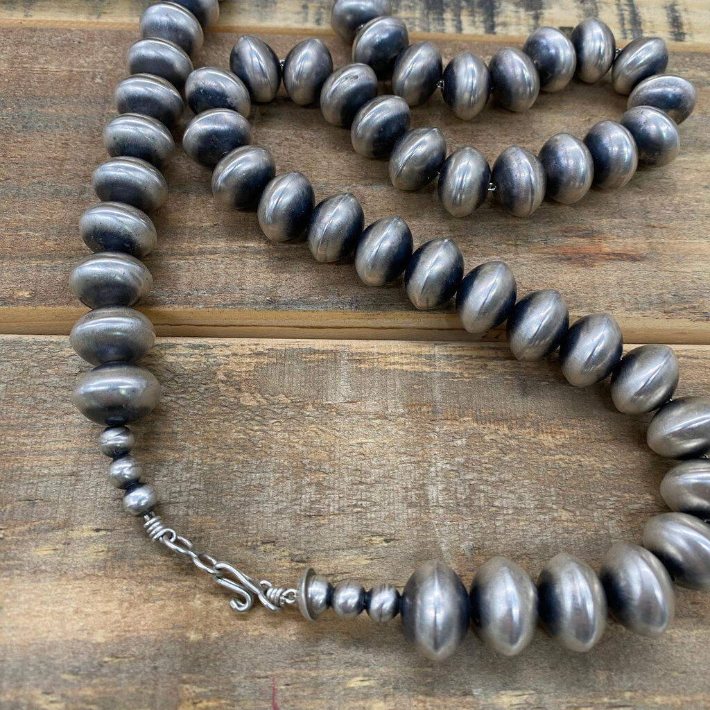 SILVER NUGGET 26" Navajo Pearls by Byannen Halwood