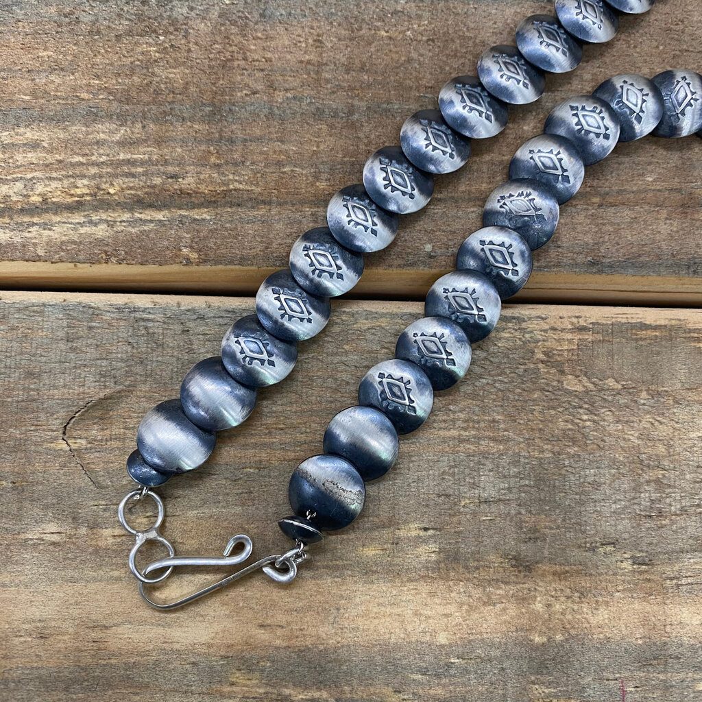 24" Sterling Silver Flat Disc Bead Necklace/ Earring Set