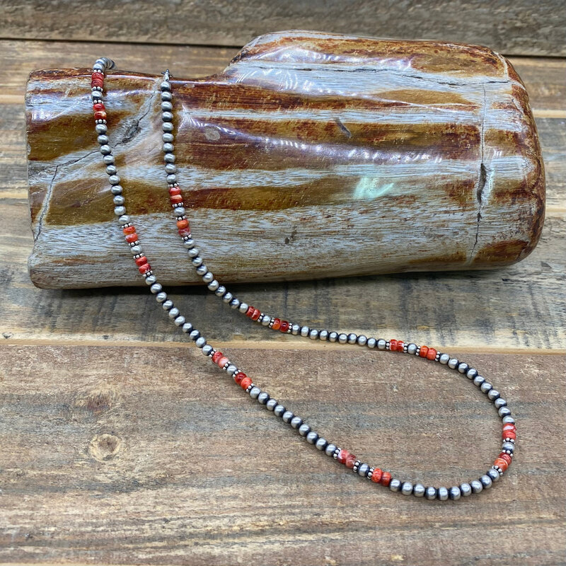 21" Spiny Oyster Shell/Navajo Pearl Necklace
