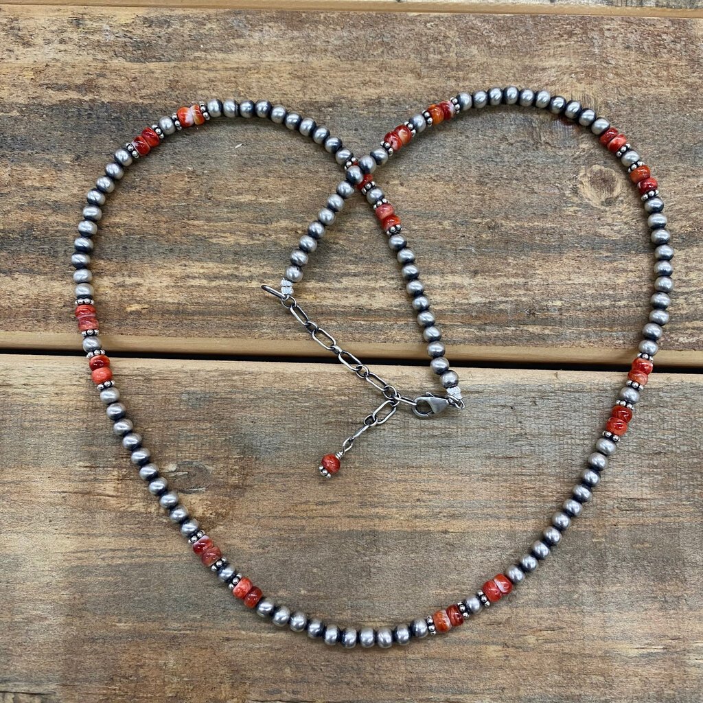 21" Spiny Oyster Shell/Navajo Pearl Necklace