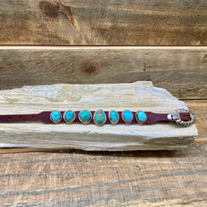 Leather & Turquoise 7-stone bracelet
