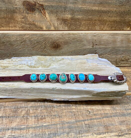 Leather & Turquoise 7-stone bracelet