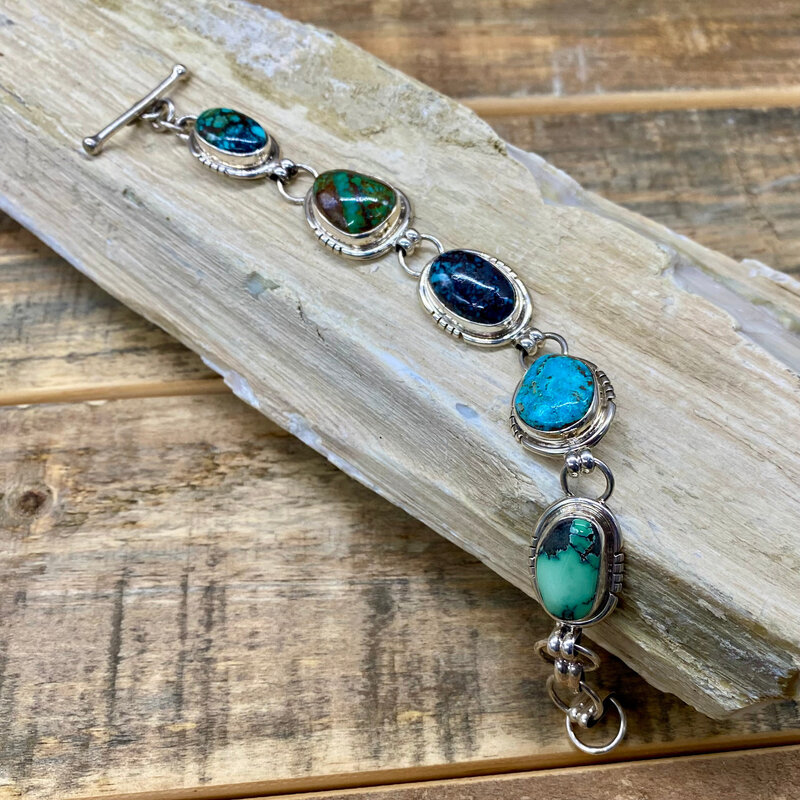 Turquoise 5-stone link bracelet