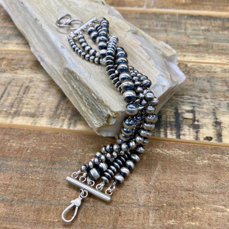 Silver 5-strand Navajo Pearl Bracelet