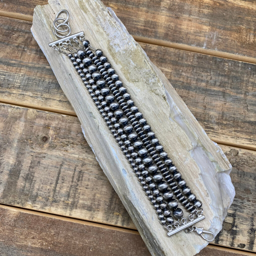Silver 5-strand Navajo Pearl Bracelet