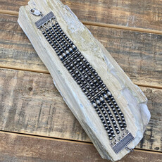 9" 5 Strand Sterling Silver Beaded Link Bracelet