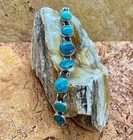 Old Man Mine, NV turquoise, 9-stone link bracelet 8"
