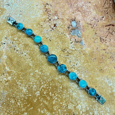 Old Man Mine, NV turquoise, 9-stone link bracelet 8"