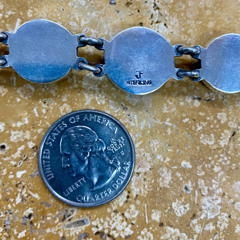 Old Man Mine, NV turquoise, 9-stone link bracelet 8"