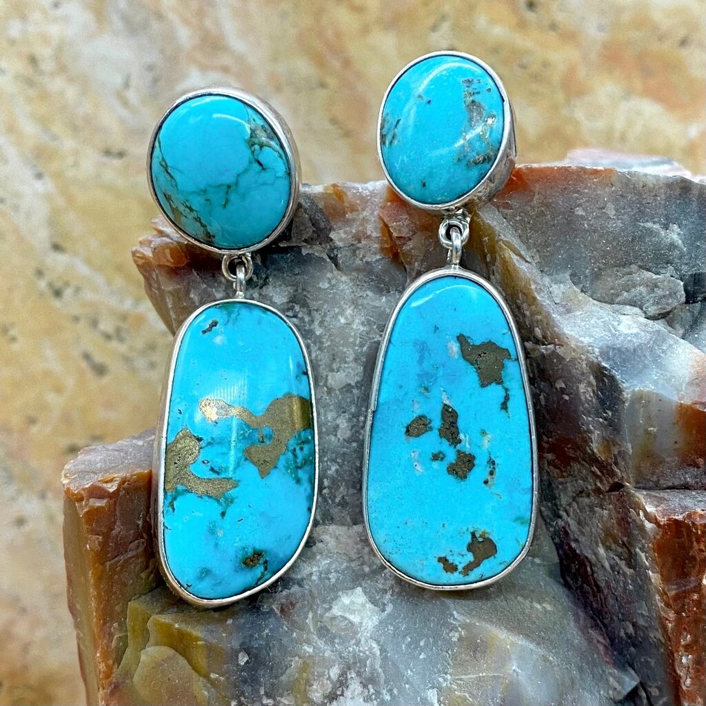 Turquoise  2-stone drop earrings