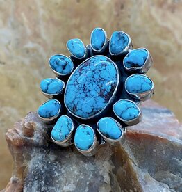 #8 turquoise 13-stone ring - adj.