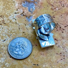 Abalone 3-stone ring - adj.