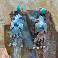 NV turquoise earrings w/ thunderbirds
