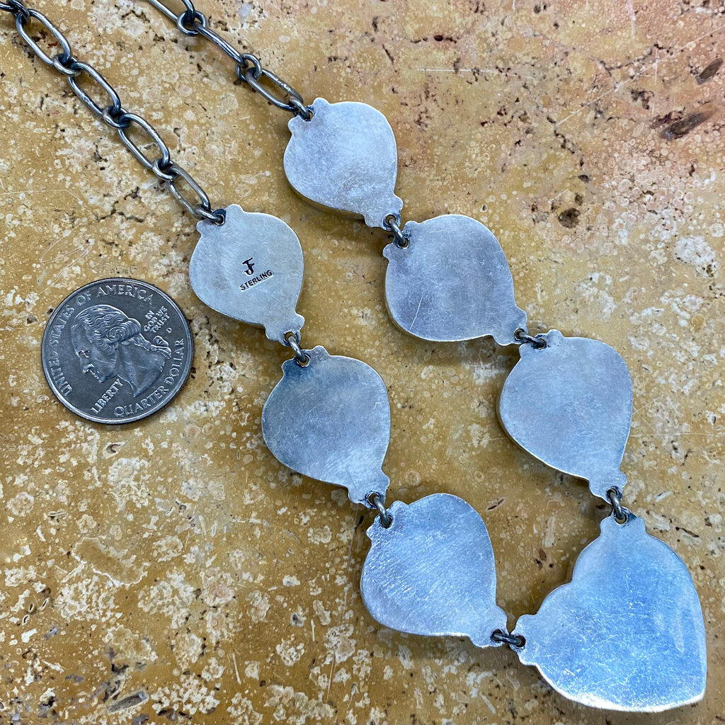 Old man mine, NV turquoise 7-heart neckalce - 18"