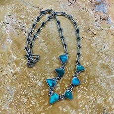 Old man mine, NV turquoise 7-stone teardrop neckalce  18"