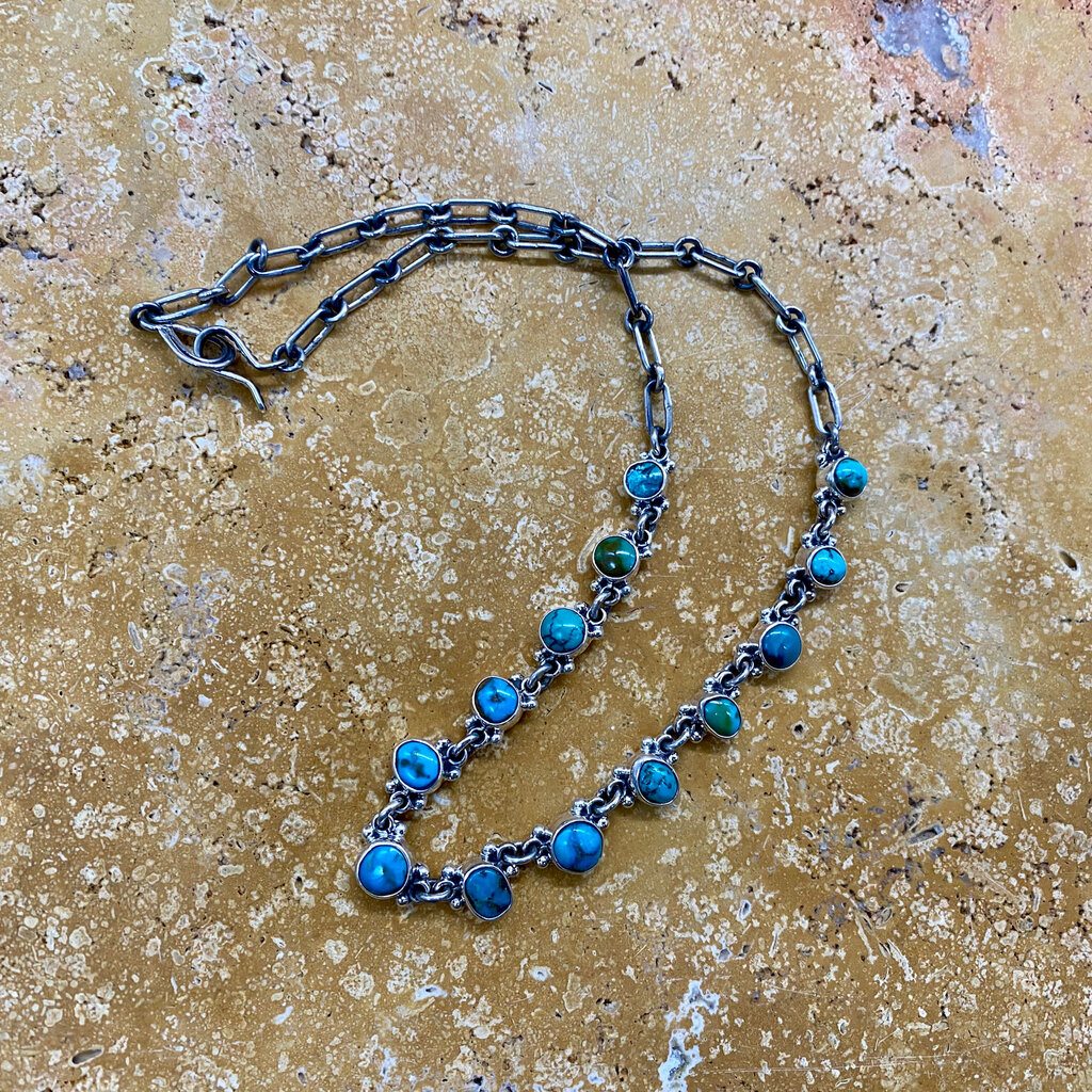 Old man mine, NV turquoise 13-stone  necklace - 18"
