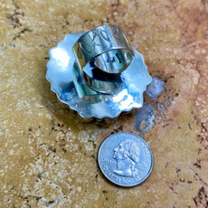 Abolone & 11-pearl ring - adj.