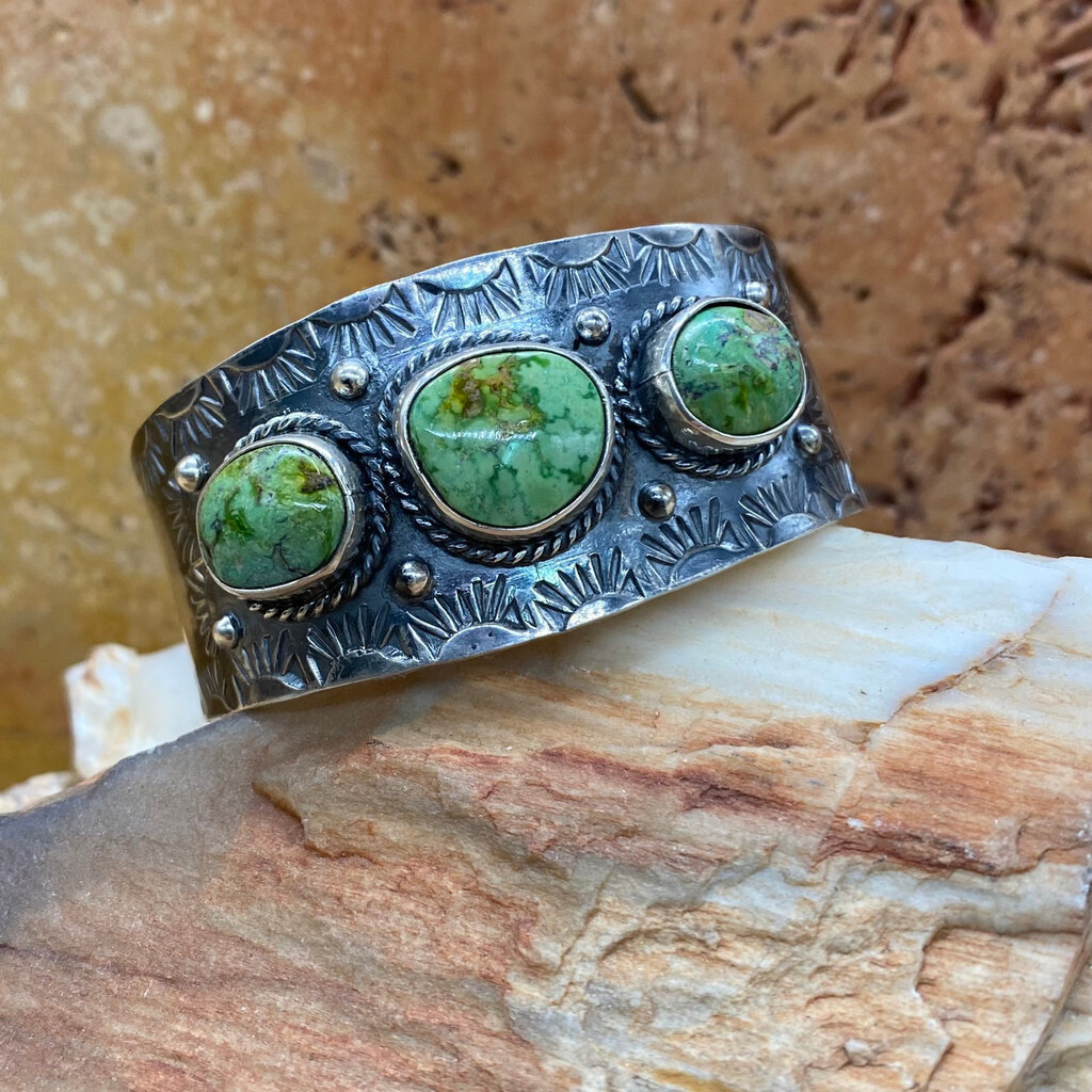 Sonoran turquoise 3-stone cuff - 5.75"