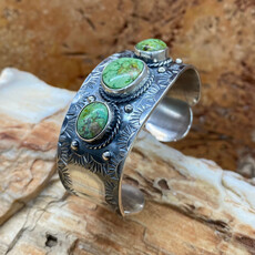 Sonoran turquoise 3-stone cuff - 5.75"