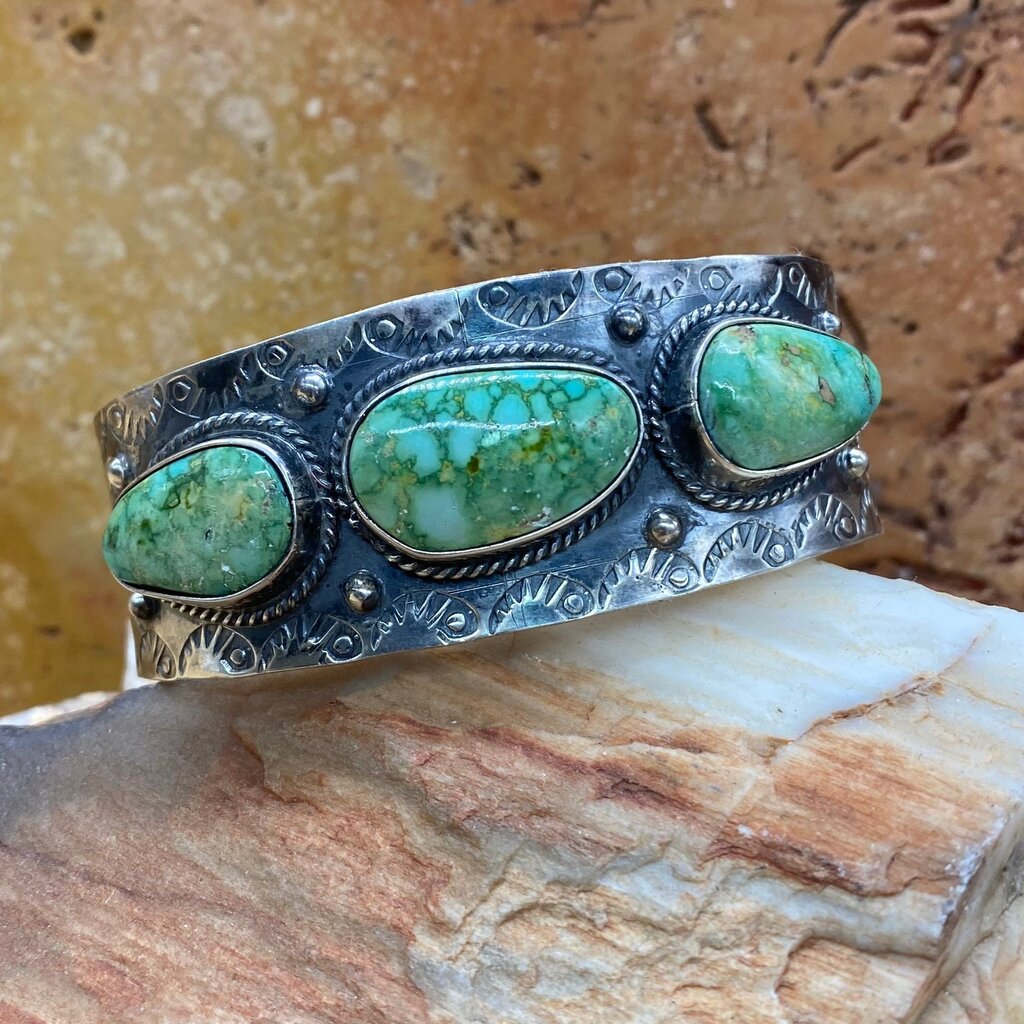 Sonoran turquoise 3-stone cuff - 7"