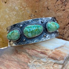 Sonoran turquoise 3-stone cuff - 7"