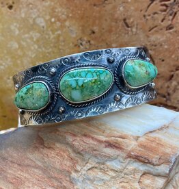 Sonoran turquoise 3-stone cuff - 7"