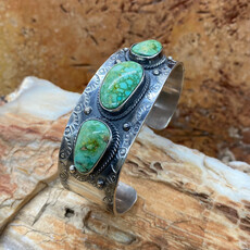 Sonoran turquoise 3-stone cuff - 7"