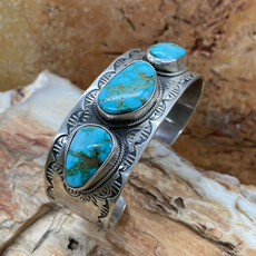 Sonoran turquoise 3-stone cuff - 6.75"