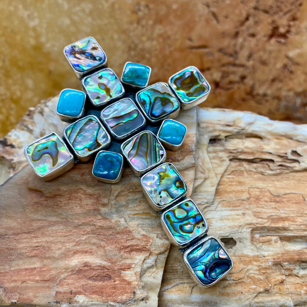 Turquoise & abalone cross